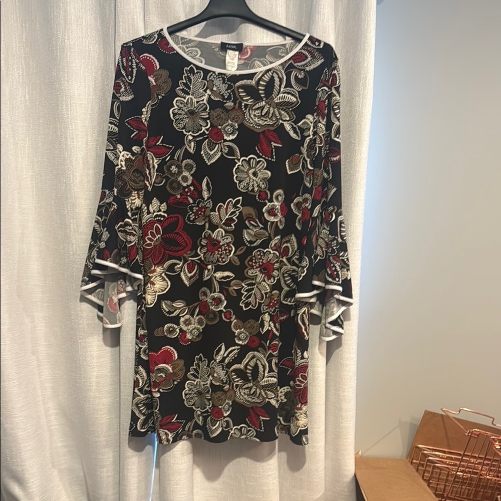 Floral Black and Red Women's Dress
